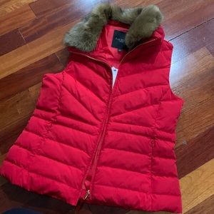 Talbots puffer vest with removable faux fur